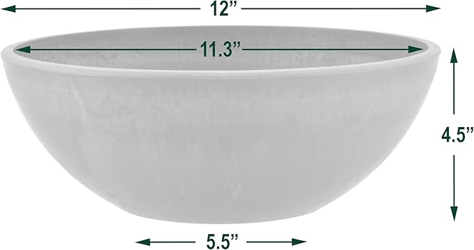 PSW Pot Collection M30TC 8-inch Plastic/Stone/Wood Composite Low Bowl Planter – - Image 4