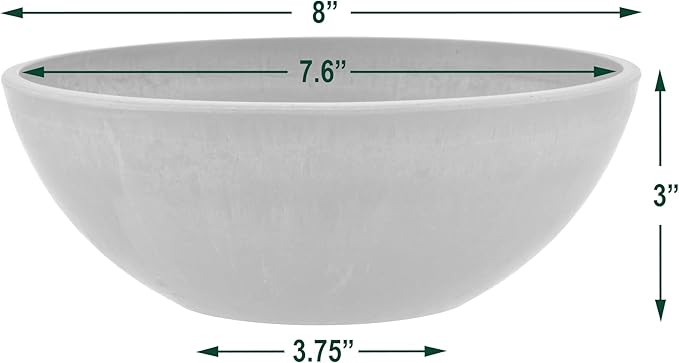 PSW Pot Collection M20TC 8-inch Plastic/Stone/Wood Composite Low Bowl Planter – - Image 4