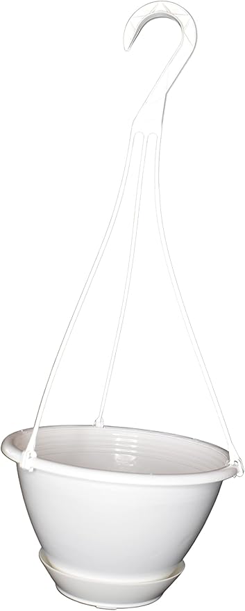 8'' White Plastic Hanging Basket - Image 4