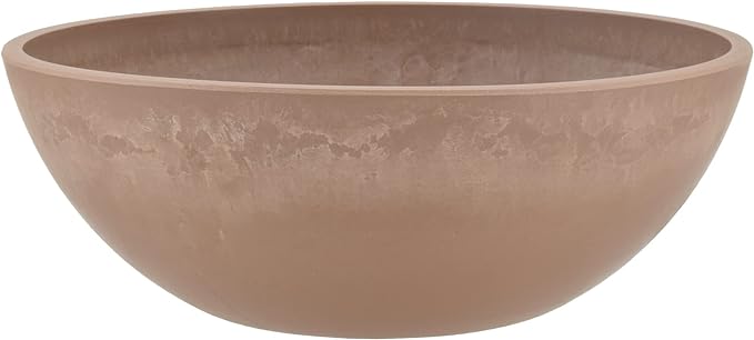 PSW Pot Collection M30TP 12-inch Plastic/Stone/Wood Composite Low Bowl Planter by PSW