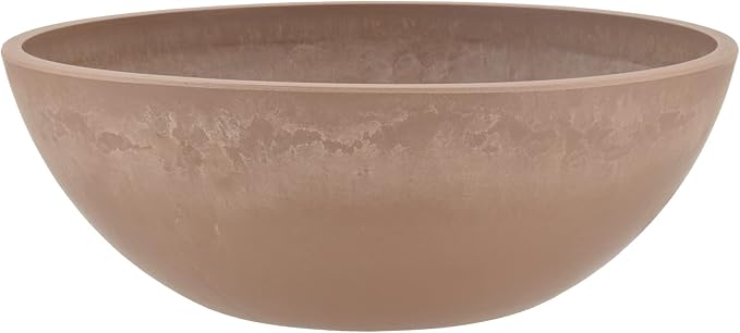 PSW Pot Collection M25TP 10-inch Plastic/Stone/Wood Composite Low Bowl Planter by PSW