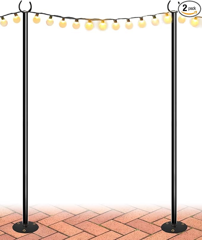10FT String Light Poles for The Outdoor, Heavy Duty Metal Lighting Stand Pole by Eazielife