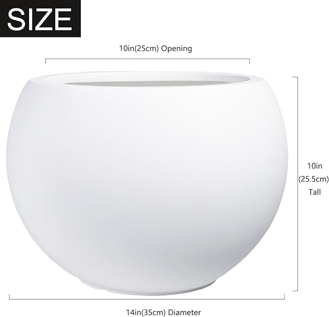 10 H x 14" Dia Round Fiberstone Planter - Image 2