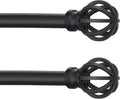 Curtain Rods for Windows 48 to 84, 2 Pack 5/8 Inch Black Heavy Duty Metal by Poskena