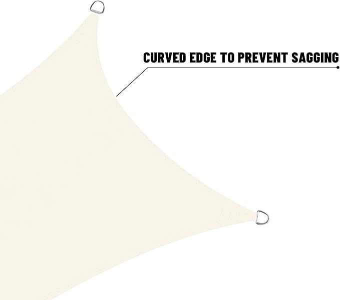 SUNNY GUARD Waterproof Sun Shade Sail 10' x 12' Cream Rectangle UV Block - Image 4