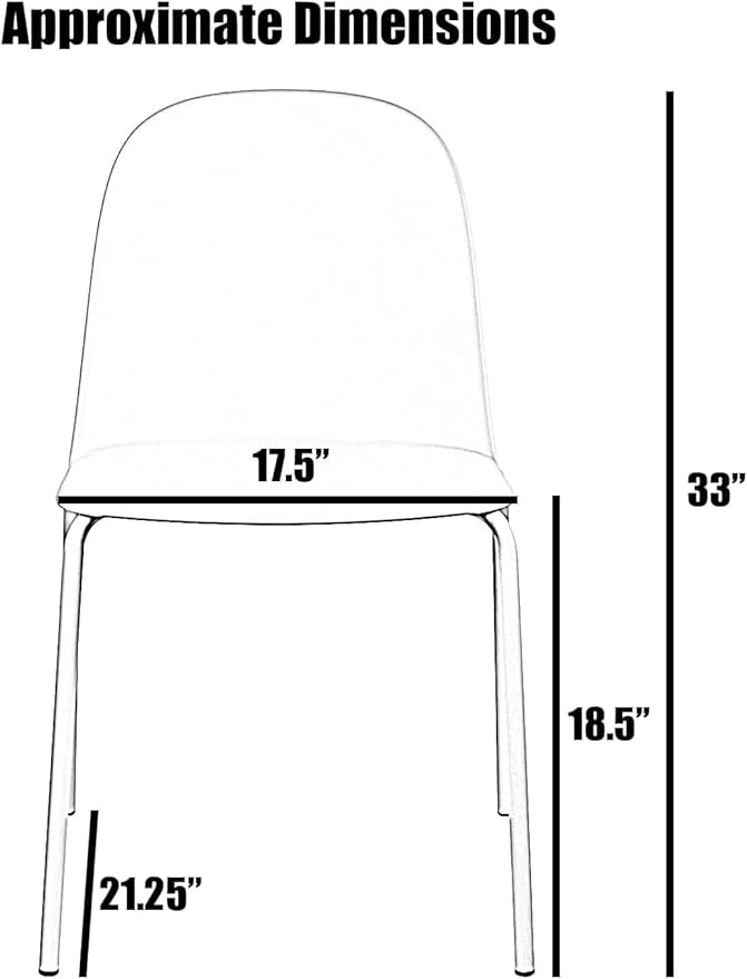2xhome Set of 4 Modern Stackable Armless Dining Chairs | Plastic Shell Seat - Image 3