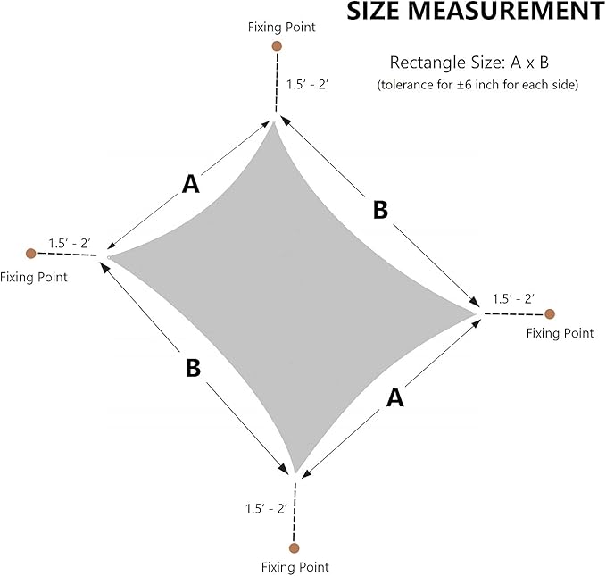 AsterOutdoor Sun Shade Sail Rectangle 6' x 10' UV Block Canopy - Image 4