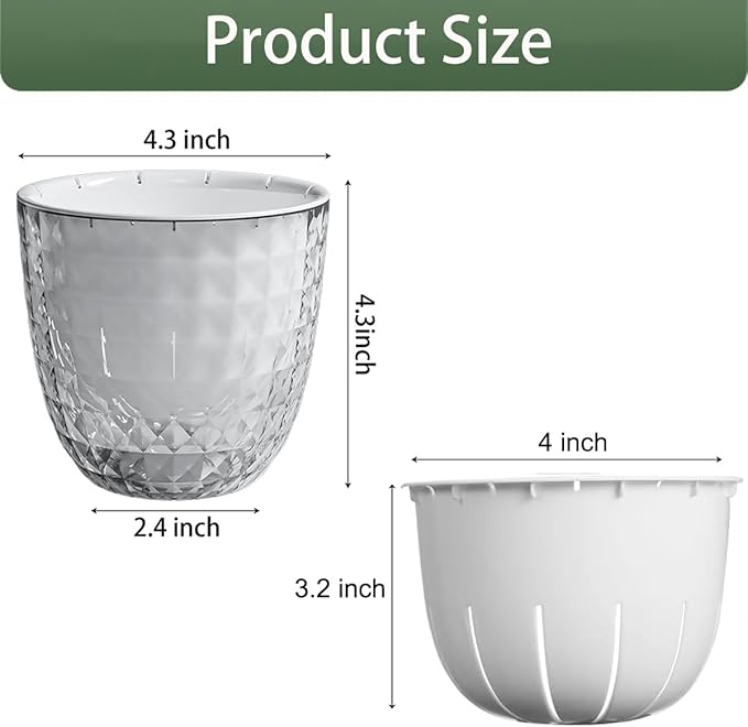 4 Pack 4 inch Self Watering Pots Planters - Image 2