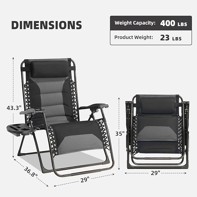 Zero Gravity Chair Oversized Padded Recliner - Image 3