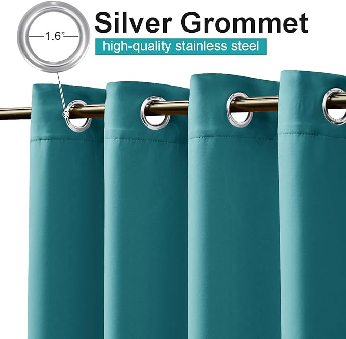 NICETOWN Peacock Teal Patio Outdoor Curtains 95 inch Length, Thermal Insulated - Image 4