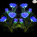 Outdoor Realistic Solar Powered Rose Flower Lights Stake, 2 Pack 10 Rose Solar by GONIMY