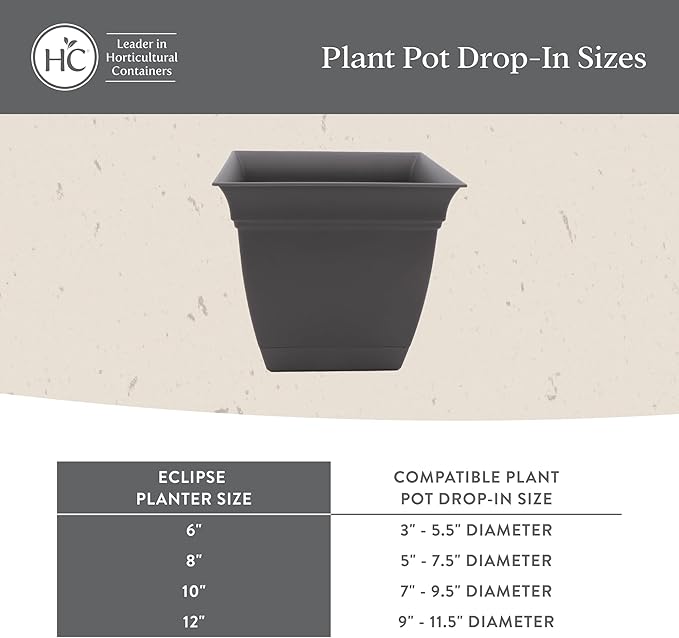 The HC Companies Eclipse Square Plastic Planter w/ Attached Saucer - Image 7