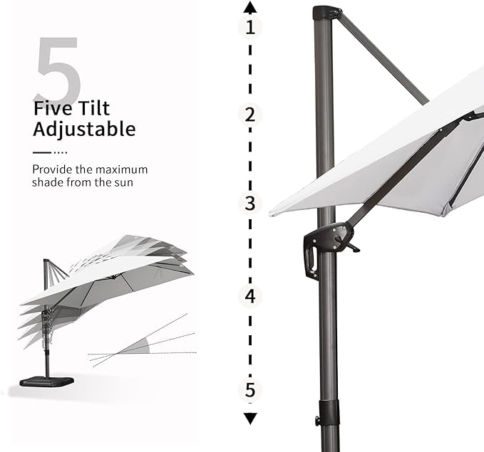 PURPLE LEAF 9' X 11.5' Patio Umbrella Outdoor Cantilever Rectangle Umbrella - Image 6