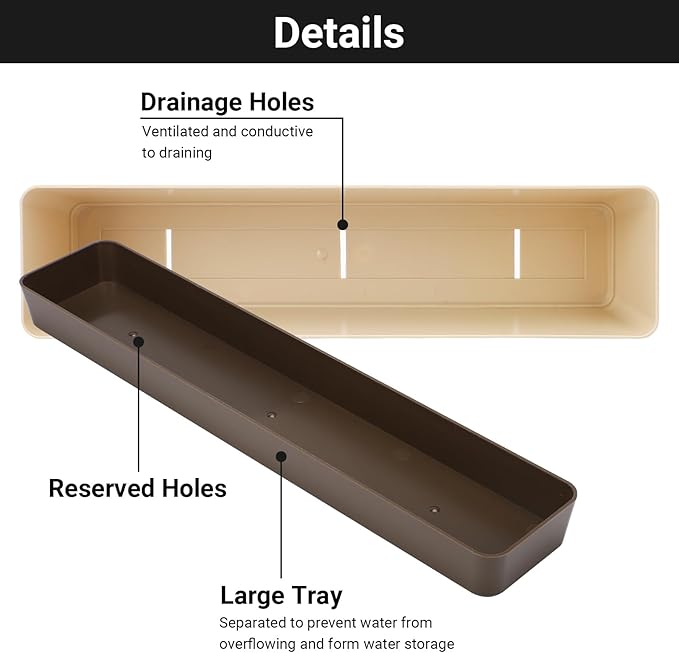 GREANER Indoor Windowsill Planter Boxes, 6 Pack 16 x3.8 Inch Rectangle - Image 3