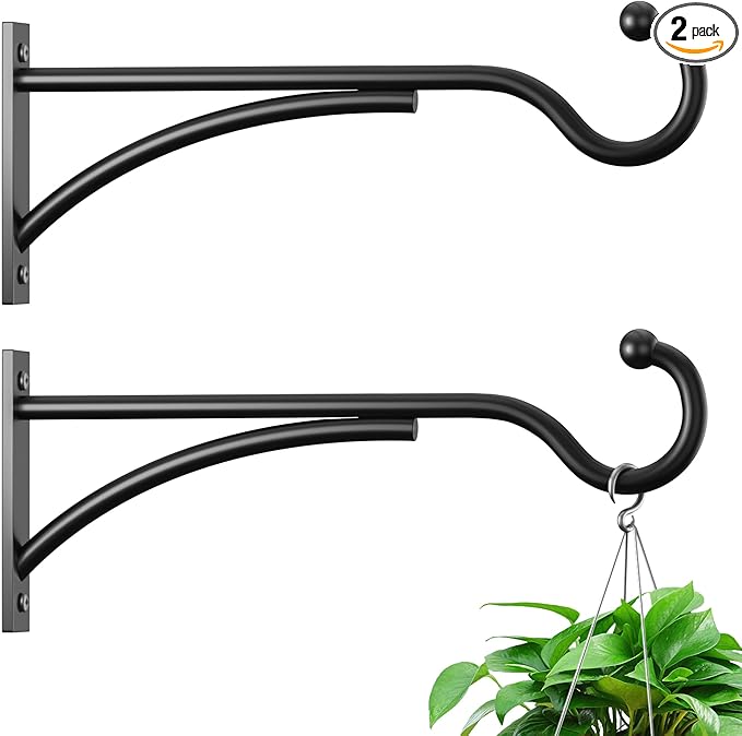 8 Inch 2 Pack Heavy Duty Plant Hangers Outdoor, Metal Plant Brackets by saffruff