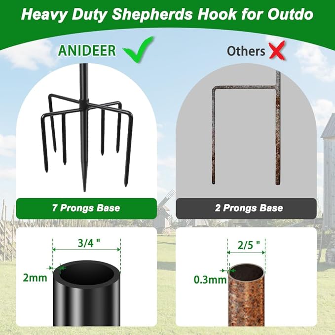 84" Shepherds Hooks for Outdoor, Heavy Duty Garden Bird Feeder Pole Hanging - Image 3
