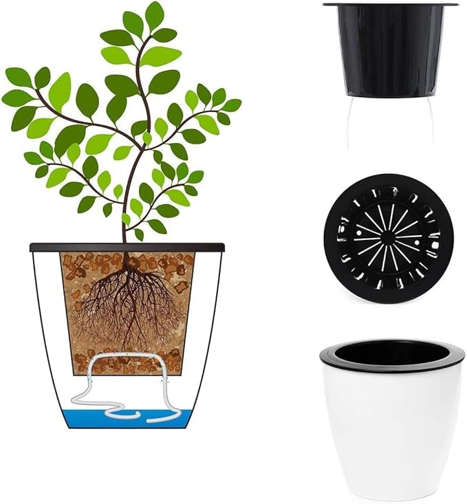 6 Pcs 3.5“ Self Watering Planter White Flower Pot, Flowers Plants, Small Mini - Image 6