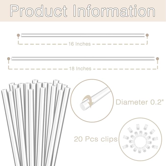 Plant Stakes, Plant Sticks 20PCS Acrylic Clear Plant Support Stakes, 18 Inches - Image 2