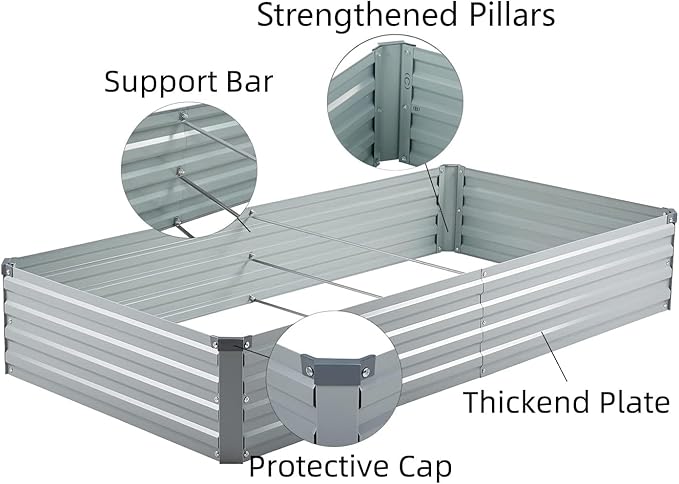 2 Pack 6x3x1FT Galvanized Raised Garden Beds Kit Outdoor Metal Gardening - Image 3