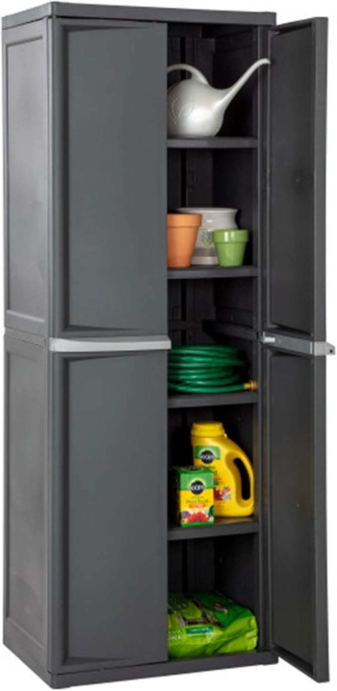 Sterilite 4 Shelf Cabinet, Lockable Utility Storage w/ Adjustable Shelves - Image 8