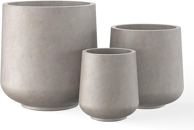 Kante 15.3"+11.6"+8.2" Dia Round Concrete Planter, Large Outdoor Indoor Planter by Kante