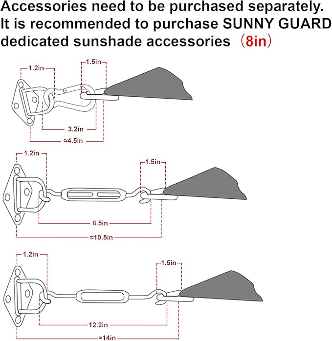 SUNNY GUARD Custom Size 7'x24' Rectangle Dark Grey UV Block Sunshade - Image 3