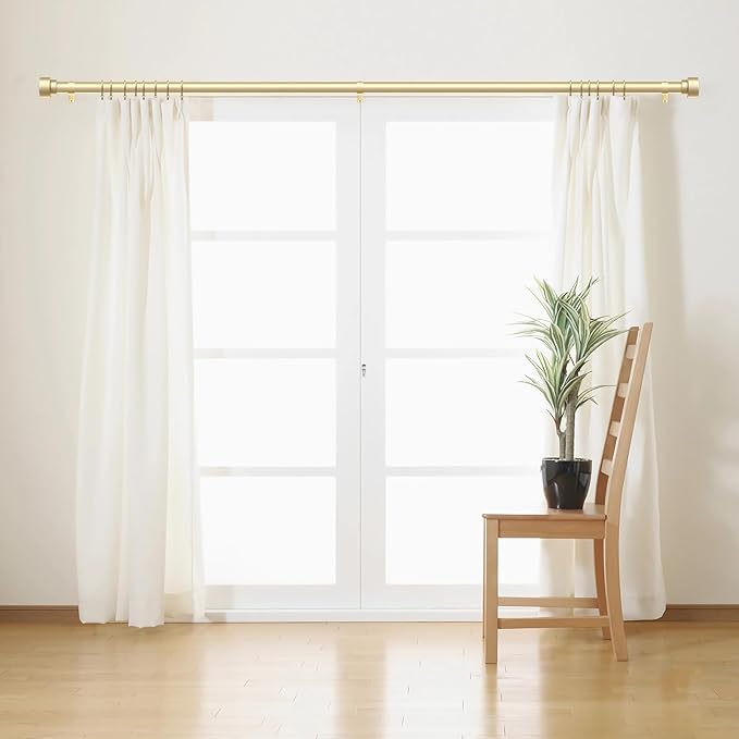 Curtain Rods for Windows 48 to 84, 1 Inch Adjustable Gold Heavy Duty Long - Image 3