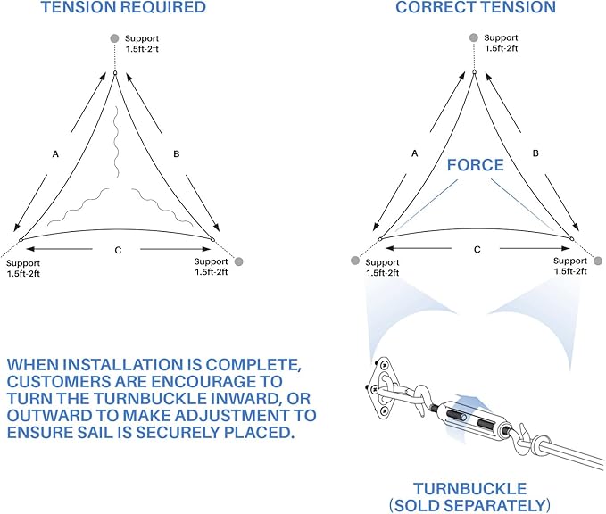 E&K Sunrise 9' x 9' x 9' Sun Shade Sail Triangle Canopy Shade Cover UV Block - Image 6