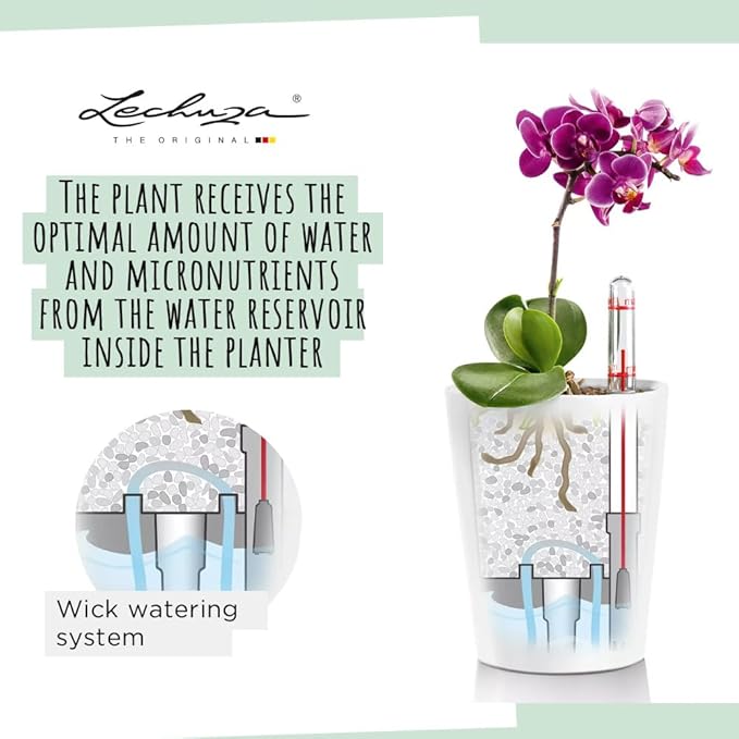 Lechuza MINI-DELTINI Charcoal Metallic, Self-Watering Small Indoor Planter - Image 2