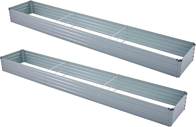 2 Pack 12x2x1FT Galvanized Raised Garden Bed Kit, Outdoor Metal Planter Box by Meberam