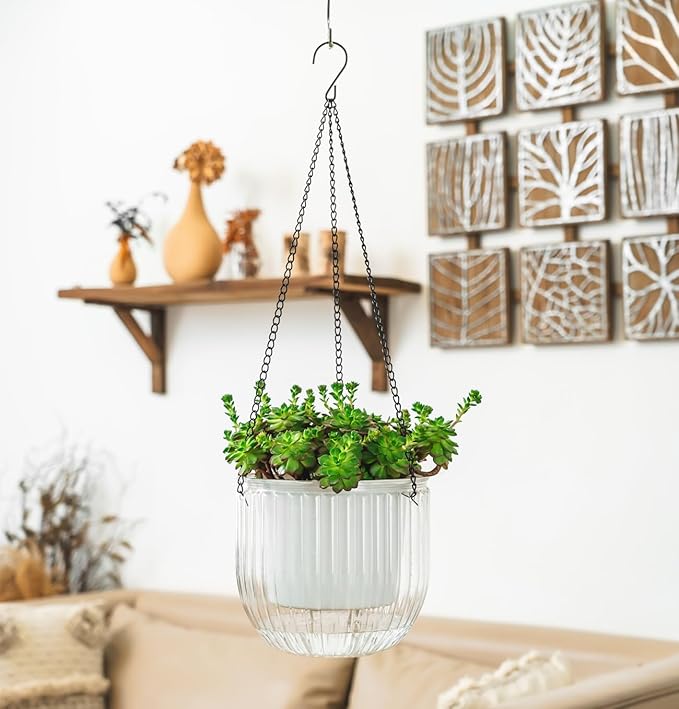 Melphoe 1 Pack Self Watering Hanging Planters Indoor Flower Pots, 8.3 Inch - Image 3