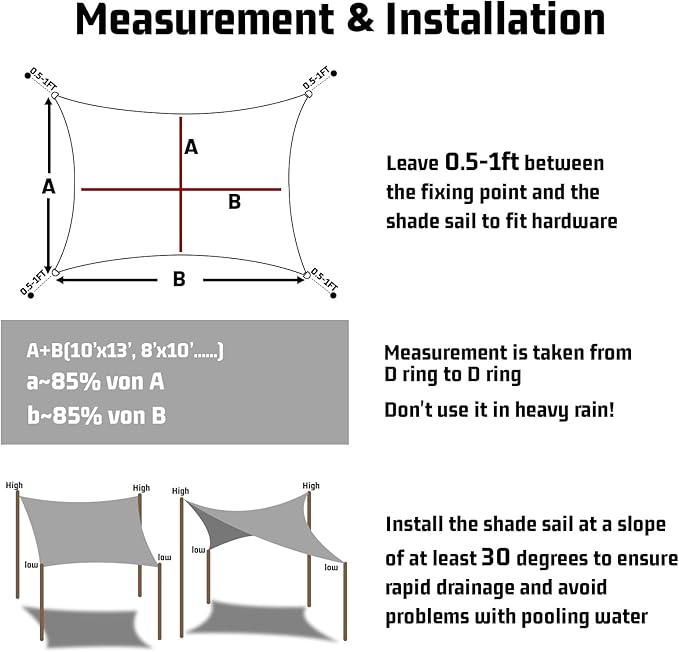 LOVE STORY Triangle 6'x6'x6' Waterproof Sun Shade Sail Canopy UV Block - Image 2