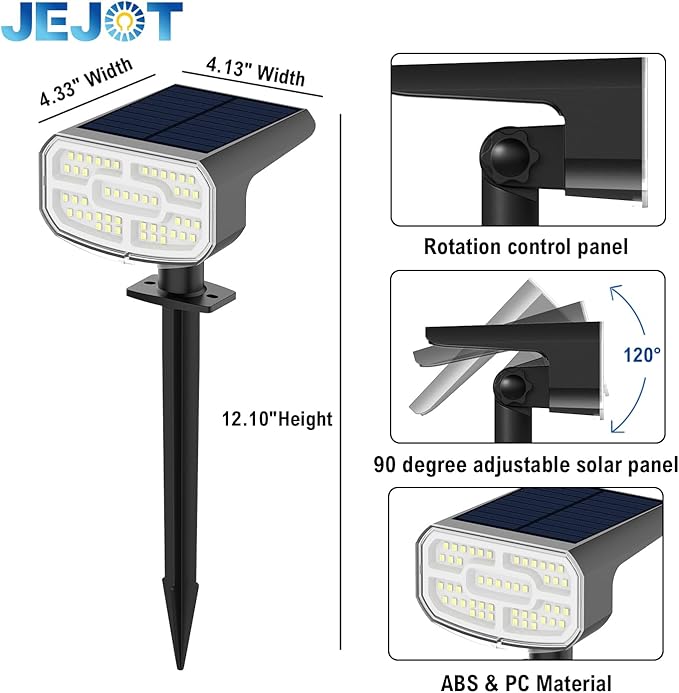 Solar Spot Lights Outdoor Waterproof IP65, 6 Pack, Cool Light, 2 Lighting Modes - Image 8