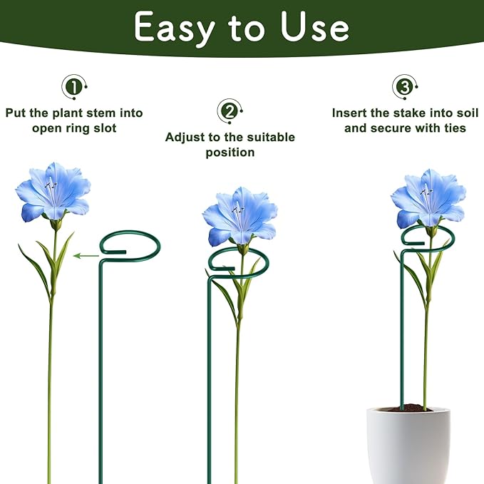 FEED GARDEN 36 Inch 12 Pack Plant Support Stakes, Metal Garden Flower Stakes - Image 6