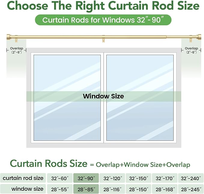 Curtain Rods for Windows 48 to 84, 1 Inch Adjustable Gold Heavy Duty Long - Image 7