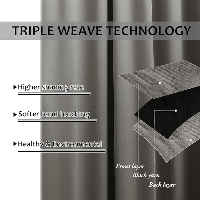 NICETOWN Room Darkning Bedroom Curtain W84 x L84, Stainless Steel Grommet Top - Image 5