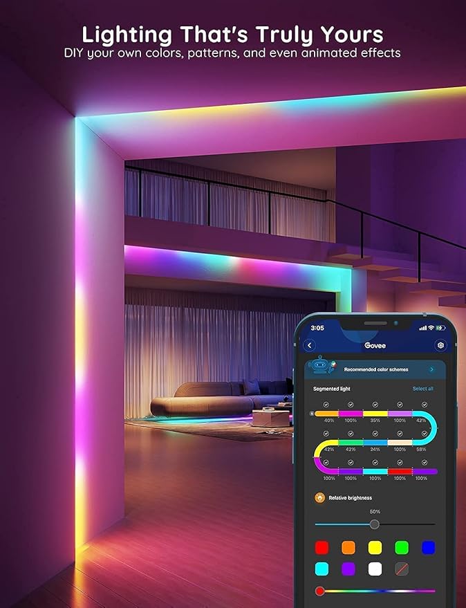 Govee RGBIC Alexa LED Strip Light 32.8ft, Smart WiFi LED Lights Work - Image 2