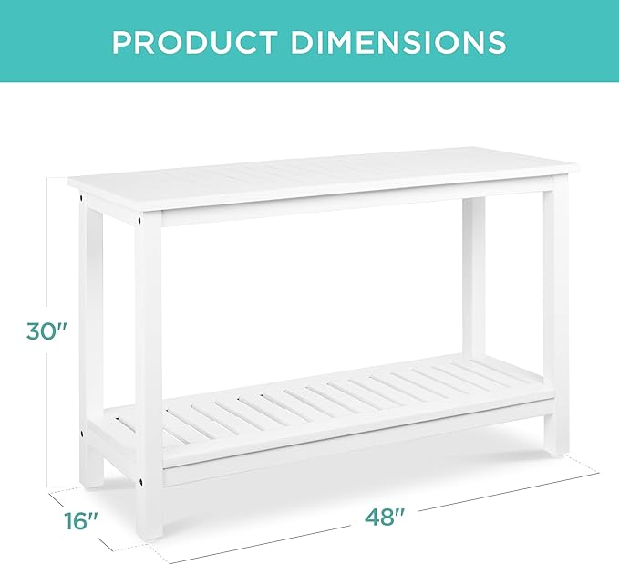 Best Choice Products 48in 2-Shelf Eucalyptus Wooden Console Table Indoor - Image 2