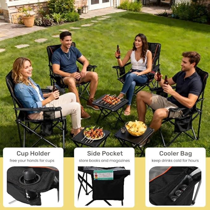 FAIR WIND Heavy Duty Camping Chair, Oversized Padded Folding Chair - Image 8