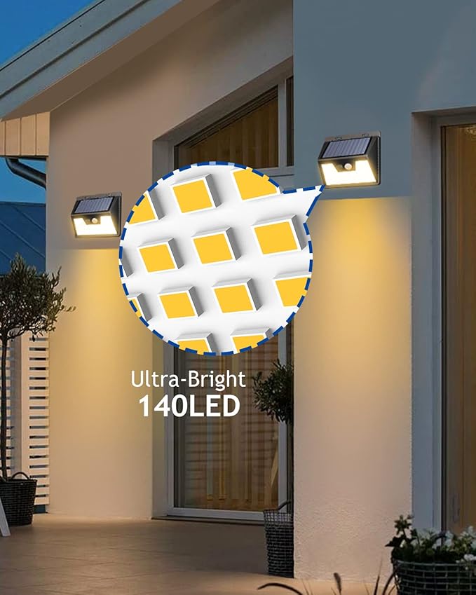 Peasur Solar Lights Outdoor Waterproof 16 Pack, Warm White 140LED Motion Sensor - Image 5