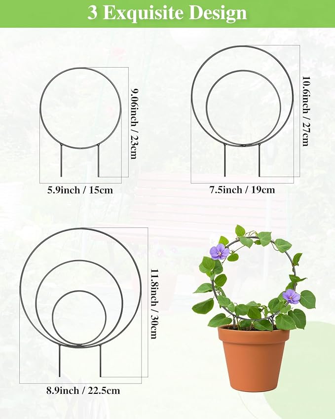 3 Pcs Different Sizes Metal Hoya Trellis, Small Round Indoor Plant Trellis - Image 2