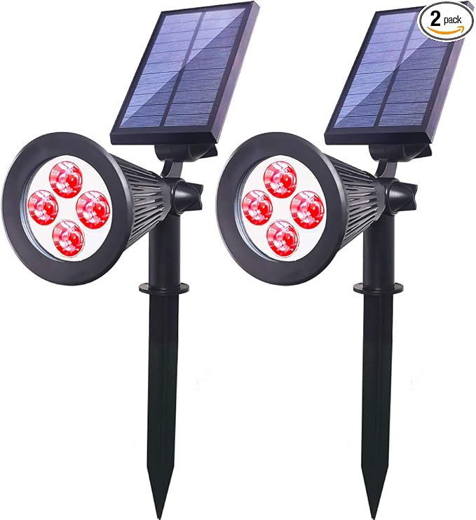 Solar Lights Outdoor, 4-LED Solar Spotlight LED Landscape Lights IP67 by Clordeal