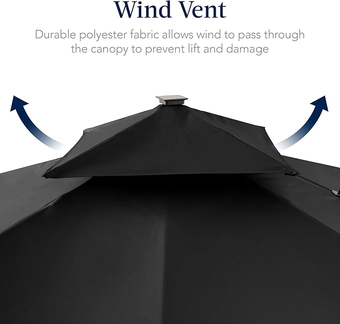 Best Choice Products 9x12ft LED Cantilever Patio Umbrella w/Base Included & - Image 7