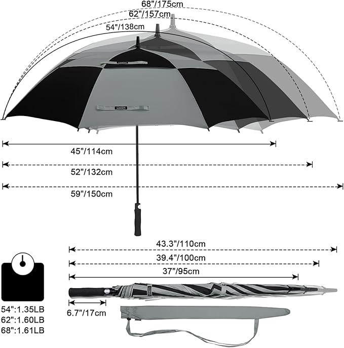 G4Free 47/54/62/68/72 Inch Automatic Open Golf Umbrella Oversize Extra Large - Image 6