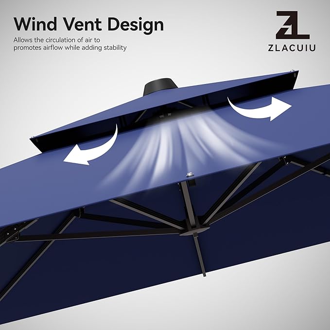 9x12FT Navy Blue Cantilever Outdoor Patio Umbrella - Image 8