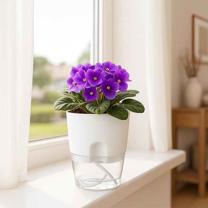 8 Pack Self Watering Pots for Indoor Plants, PlanterHoma 3.2 Inch Plant Pot - Image 4