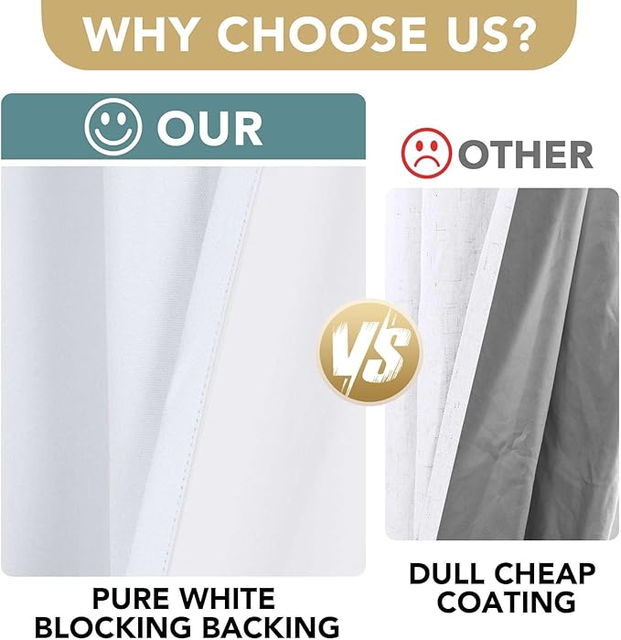 H.VERSAILTEX 108 inch Curtains, Linen Blackout Curtains 100% Absolutely Blackout - Image 3