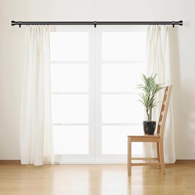 2 Pack Black Curtain Rods for Windows 48 to 84, 1 Inch Adjustable Heavy Duty - Image 3