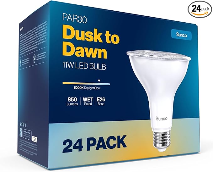 Sunco 24 Pack LED PAR30 Dusk to Dawn Light Bulb by SuncoLighting