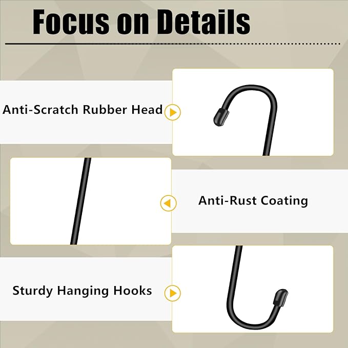 6 Pack 14 Inch Black Extra Matel Heavy Duty Hook - Image 5